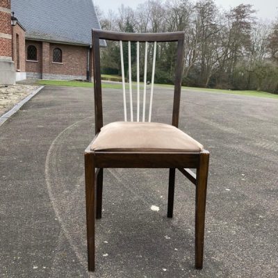 5 beige spijlen stoel retro vintage orange lounge zetel_thegoodstufffactory_be