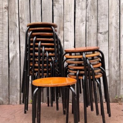 raw black stool retro industrial canteen ostalgie antikk inredning horeca chair chaise re-bel the good stuff factory